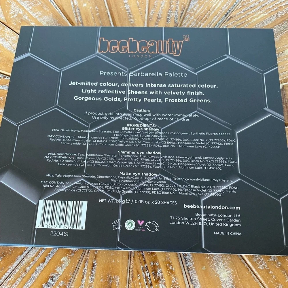 NWT Beebeauty London Barbarella Eyeshadow Palette